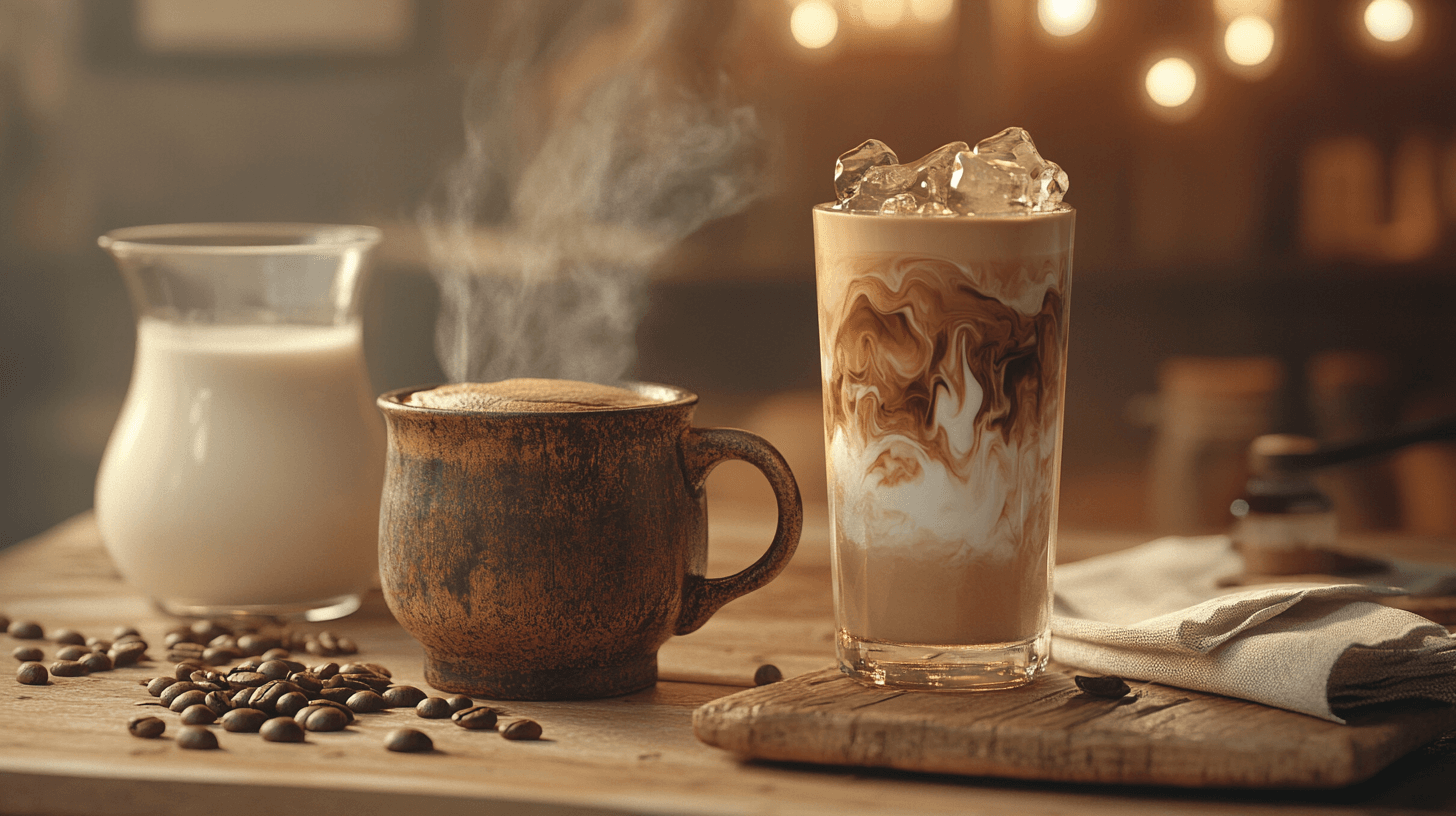 hot coffee and iced coffee