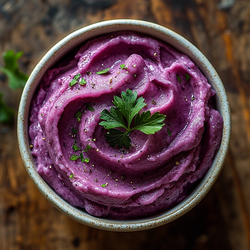  bowl of mashed purple sweet potatoes