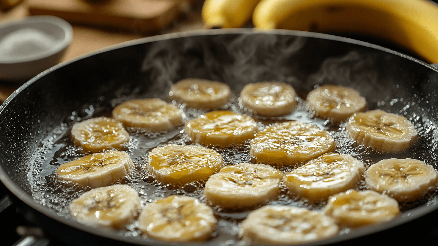 Frying regular bananas instead of plantains in a skillet