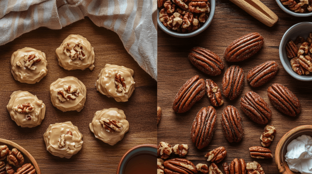 Pralines vs. Pecan Candy Difference.