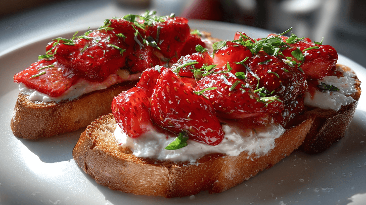 Roasted Strawberry Whipped Ricotta Toast