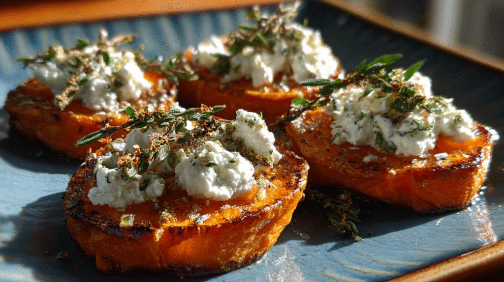 Roasted Sweet Potato Rounds with Herbed Ricotta (Easy Appetizer)