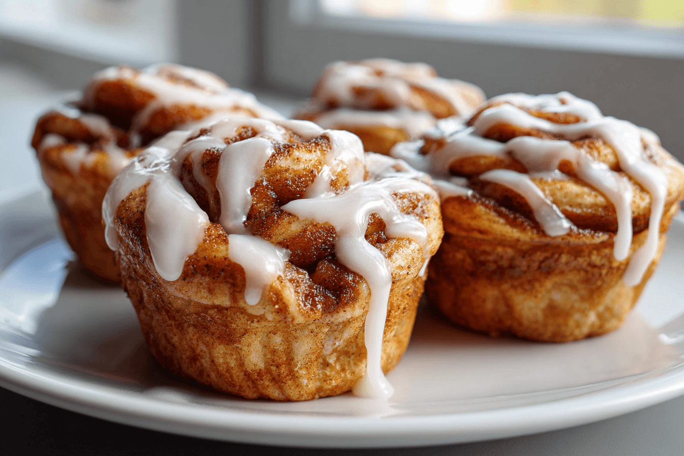 Close-up of cinnamon swirl texture inside protein muffin