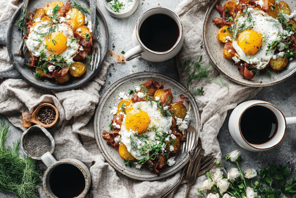 U4727699241 Flat Lay Of Breakfast Potatoes Topped With Eggs C A50a4a56 76ef 4126 Bebd 25dc23c7a26b 2