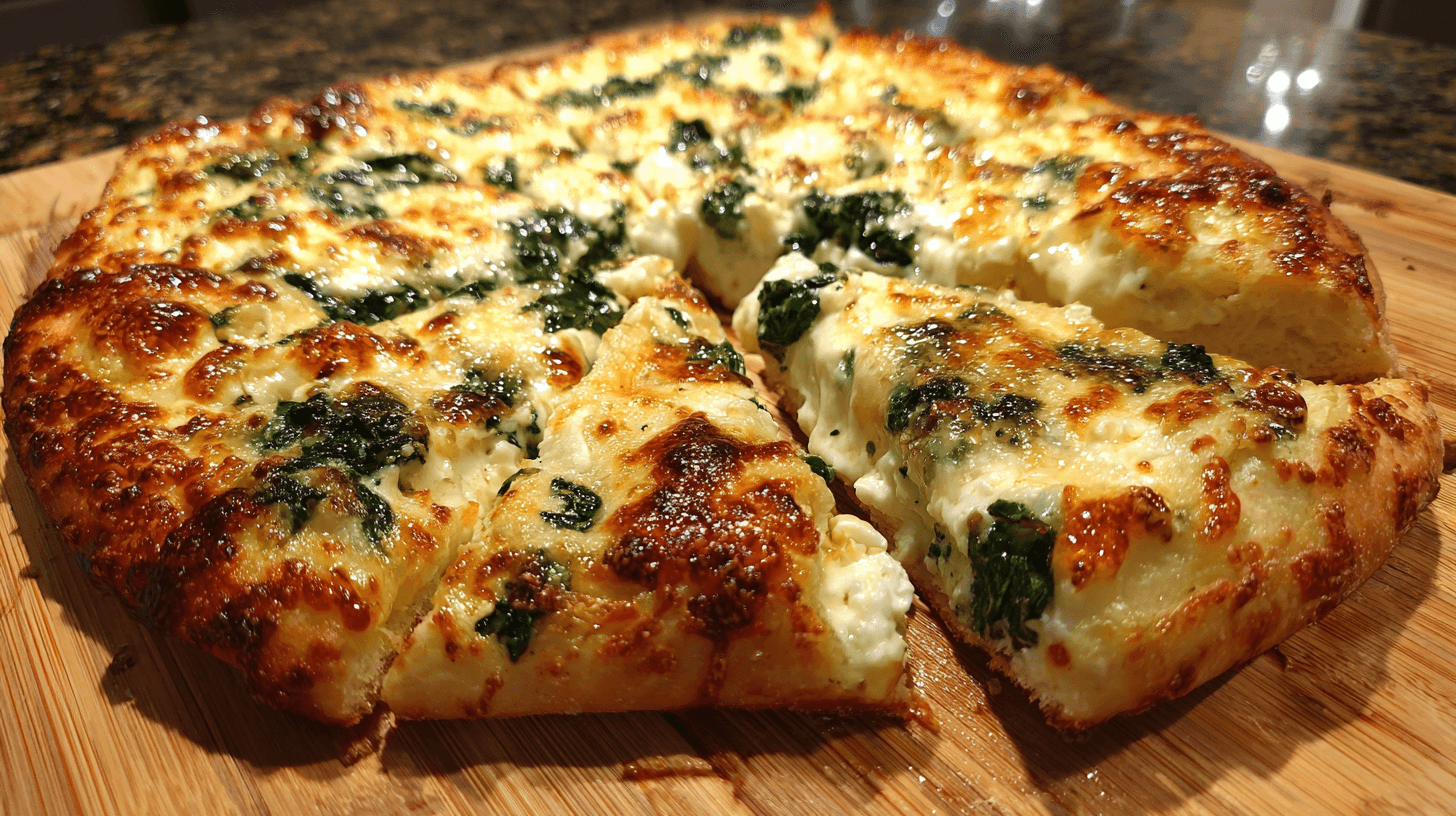 Greek Roasted Garlic Spinach White Pizza Delight