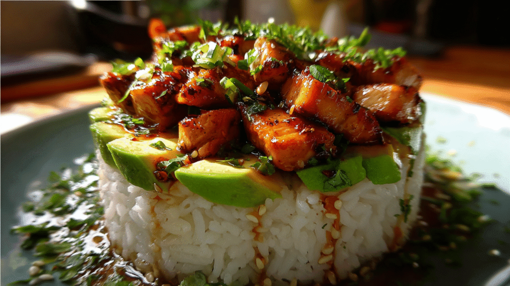  Honey Lime Chicken Avocado Rice Stack 