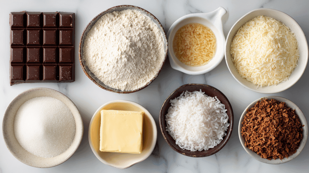 Ingredients Flat Lay For Coconut Toffee Bars