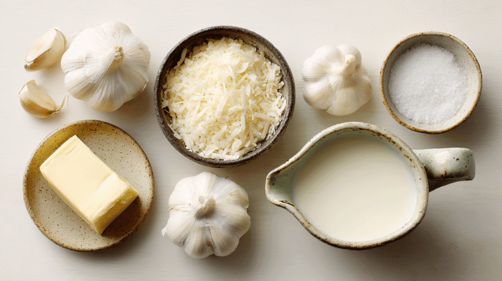 Ingredients For Creamy Garlic Sauce