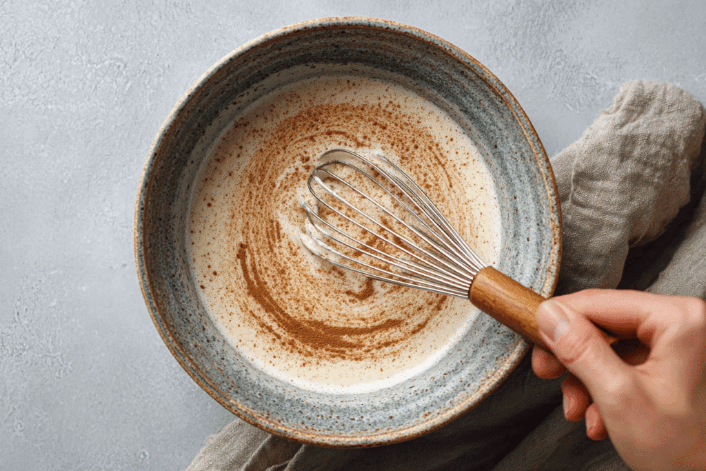 U4727699241 Whisking Protein Muffin Batter With Cinnamon In C B34e0fae Dde8 4243 Aeb6 501466d0ae73 0Whisking protein muffin batter with cinnamon in ceramic bowl