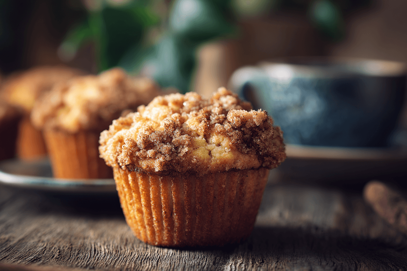 Golden Coffee Cake Muffins With drink