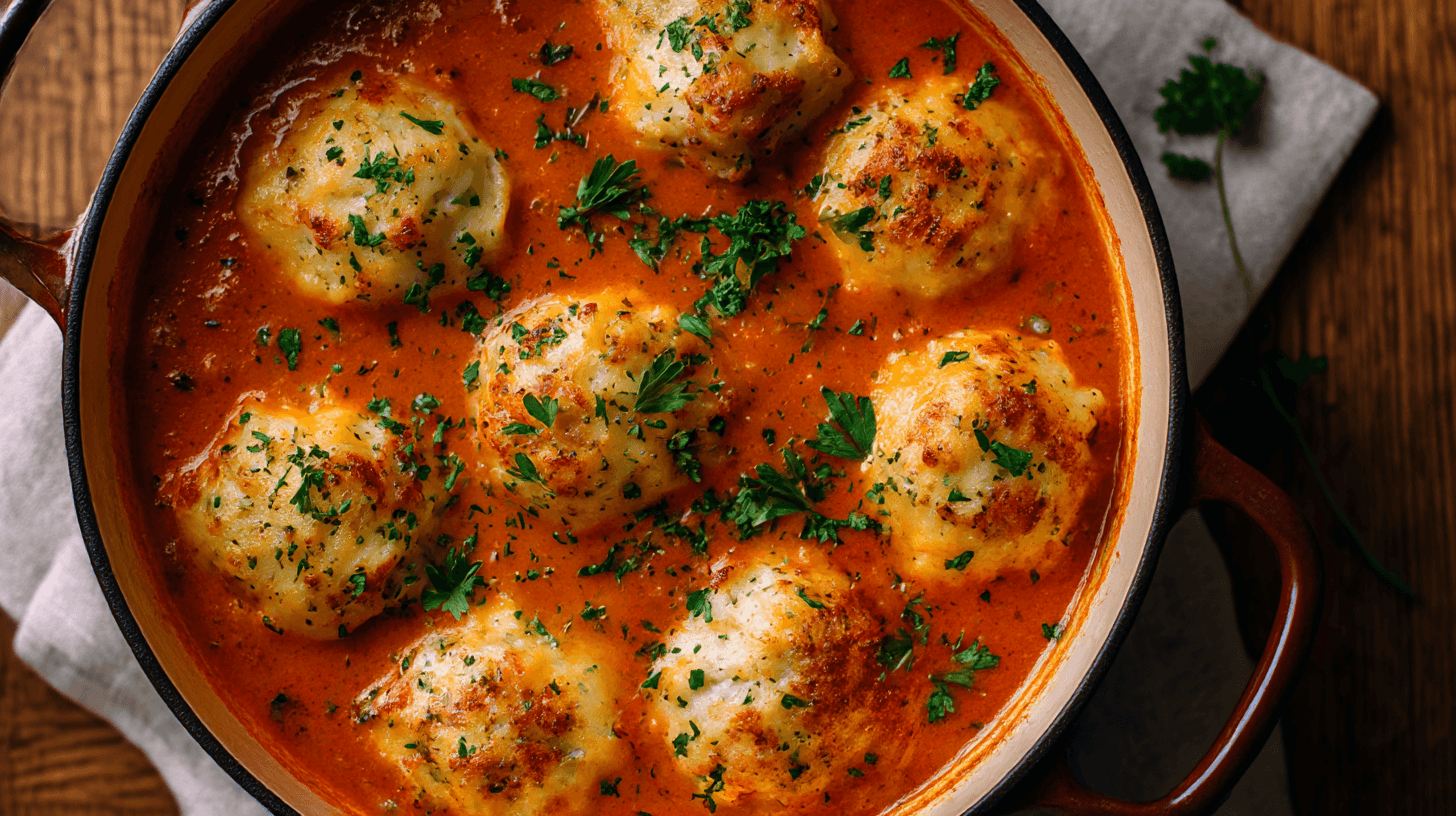 Tomato Soup with Cheddar Bay Dumplings