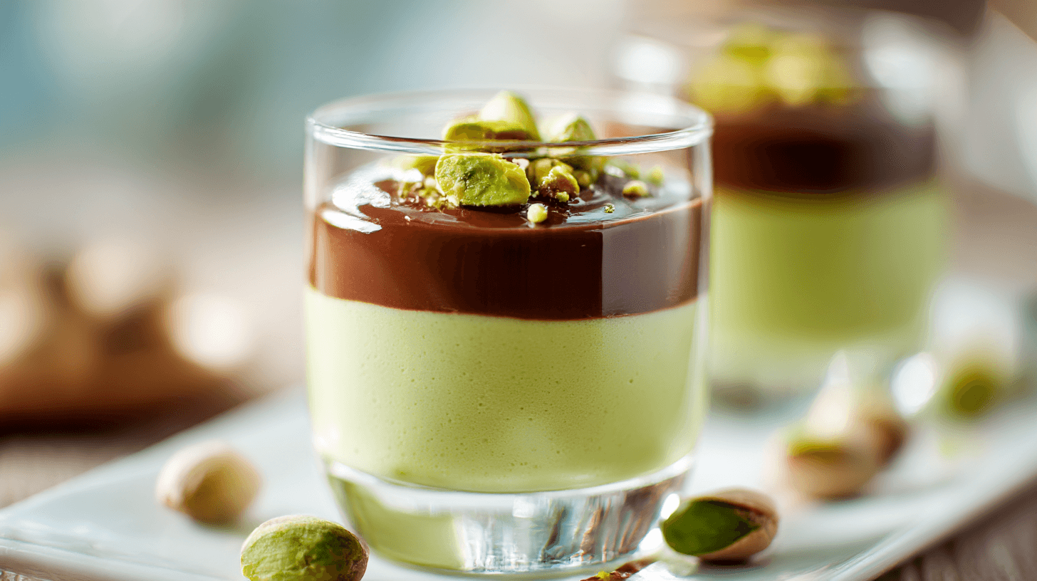 Pistachio Mousse with Chocolate Ganache